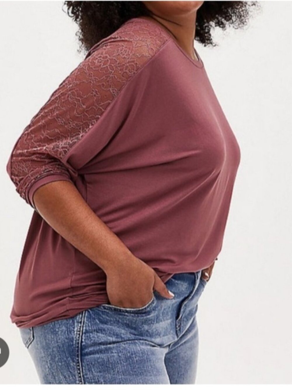 TORRID | mauve lace sleeve top sz 4X